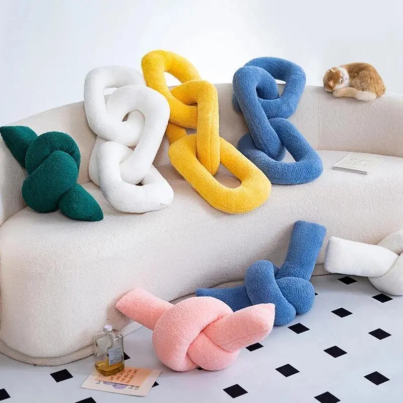 60-95CM Creative Iron Chain & Knot Pillow Stuffed Soft Sofa Cushion Nordic Style Home Plush Decoration Irregular Shaped Plush