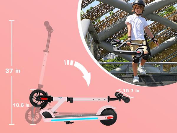 [Livestream Deal] CAROMA Electric Scooter for Kids Ages 6-14, 150W Motor, 10 mph, 80 mins Ride Time, Adjustable Speed & Height, Colorful Lights, LED Display, Foldable Kids Electric Scooter, Ideal Gifts for Kids