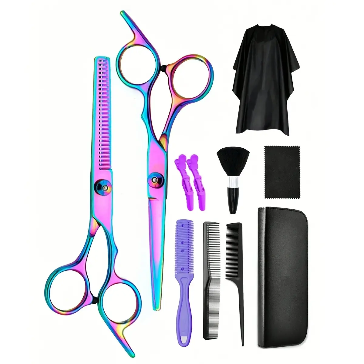 11pcs Professional Haircut Kit, Includes Clippers, Thinning Shears, Apron, Comb, Clips, Brush, Storage Bag, Barber Tools, Ideal for Barbershops, Salons, Pet Grooming