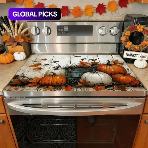 Soft Electric Stove Cover Cook Top Panel Protector Pad, Thanksgiving Pumpkin Design, Pumpkin Pattern, Scratch Resistant, Easy Clean, Multi-Purpose Kitchen Cover, Home Fall Autumn Thanksgiving Decor #GLOBAL PICKS