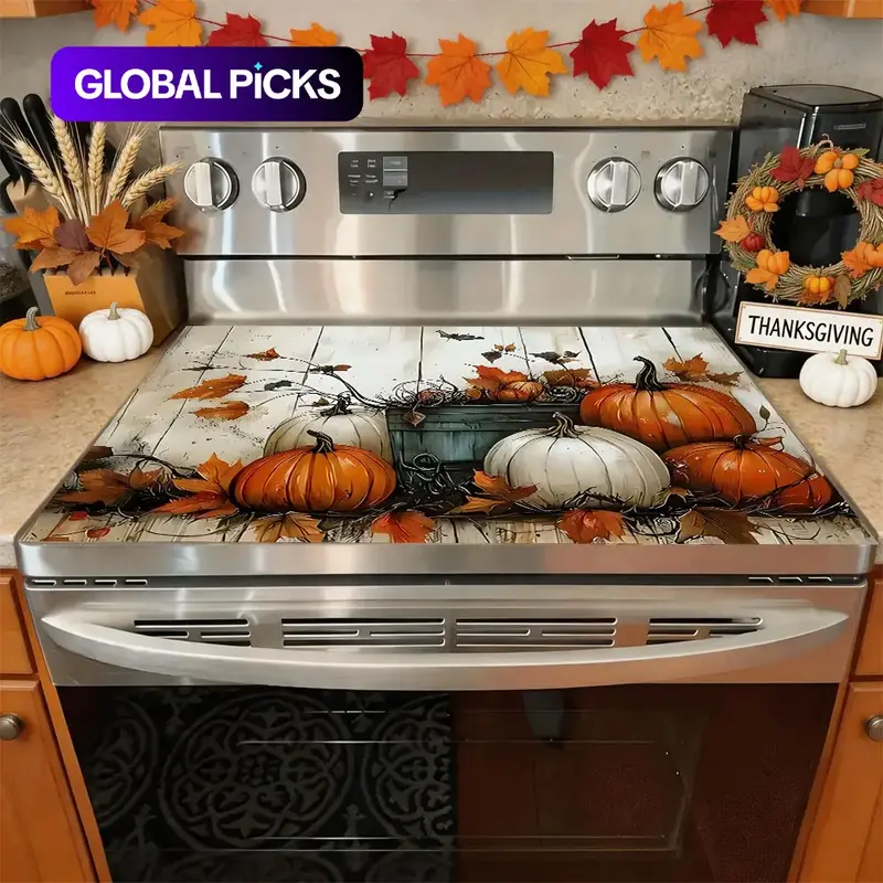 Soft Electric Stove Cover Cook Top Panel Protector Pad, Thanksgiving Pumpkin Design, Pumpkin Pattern, Scratch Resistant, Easy Clean, Multi-Purpose Kitchen Cover, Home Fall Autumn Thanksgiving Decor #GLOBAL PICKS