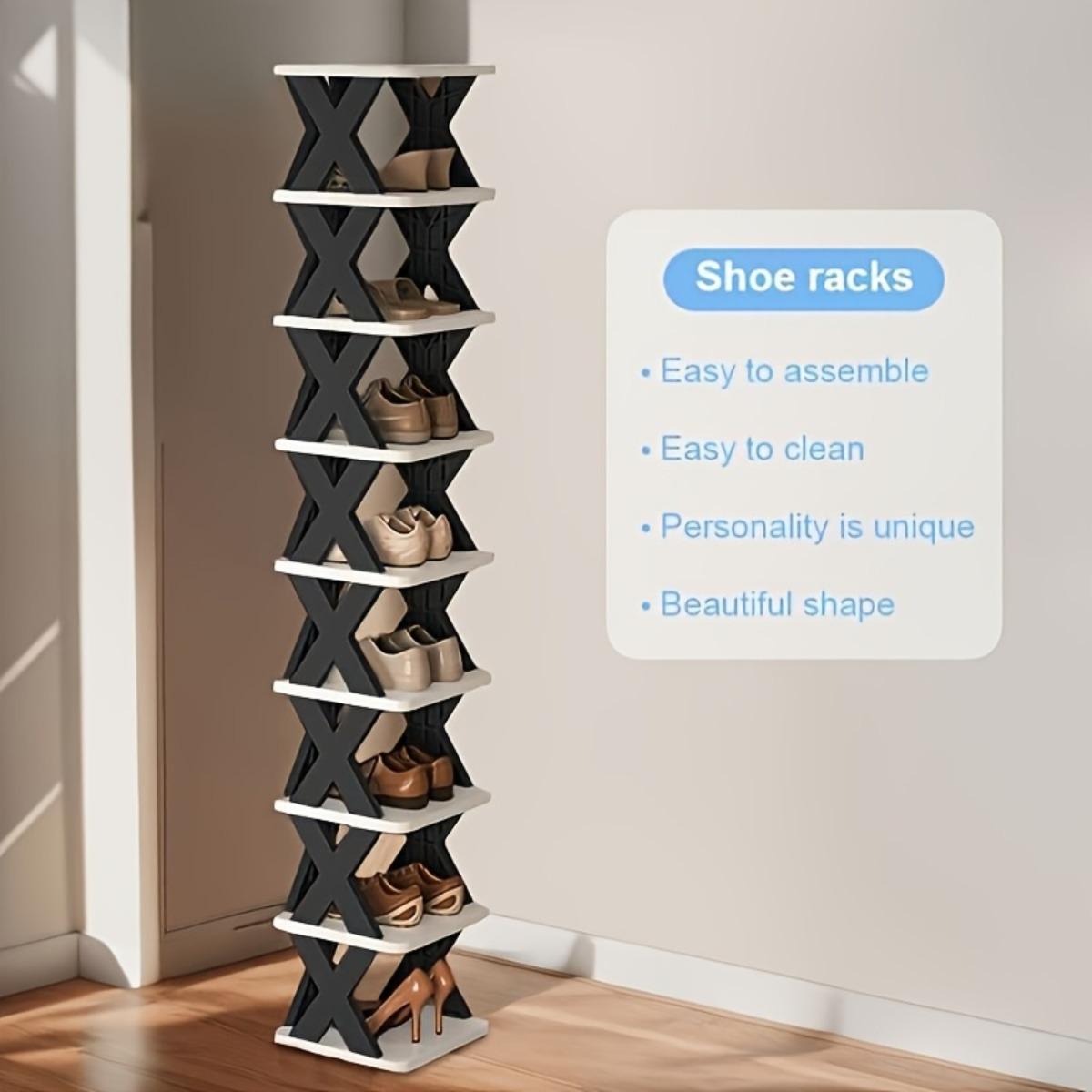 Space-Saving Corner Shoe Rack Storage - Tall, Narrow and Sturdy Plastic Storage Shelf, Suitable for Shoes and Boots, Multi-Purpose Storage, Ideal for Hallways, Closets, Garages and Living Rooms, for Shoe Organization and Arrangement