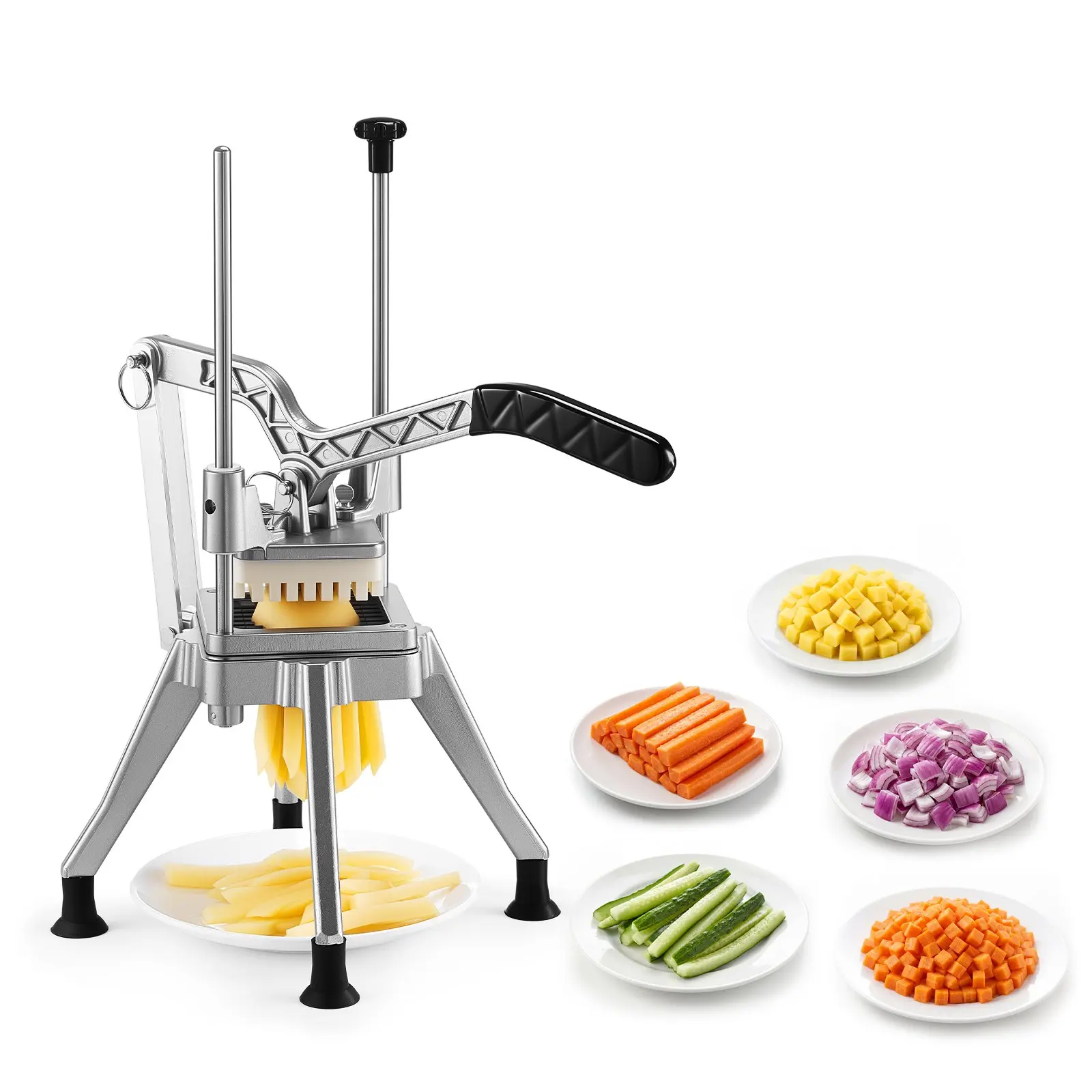 VEVOR French Fry Cutter, 3/8" Blade Commercial Vegetable Chopper, Lever-Action Vegetable Dicer with Ergonomic Handle, Stainless Steel Potato Slicer for Classic Cut Fries, Onion, Carrots, Bell Pepper