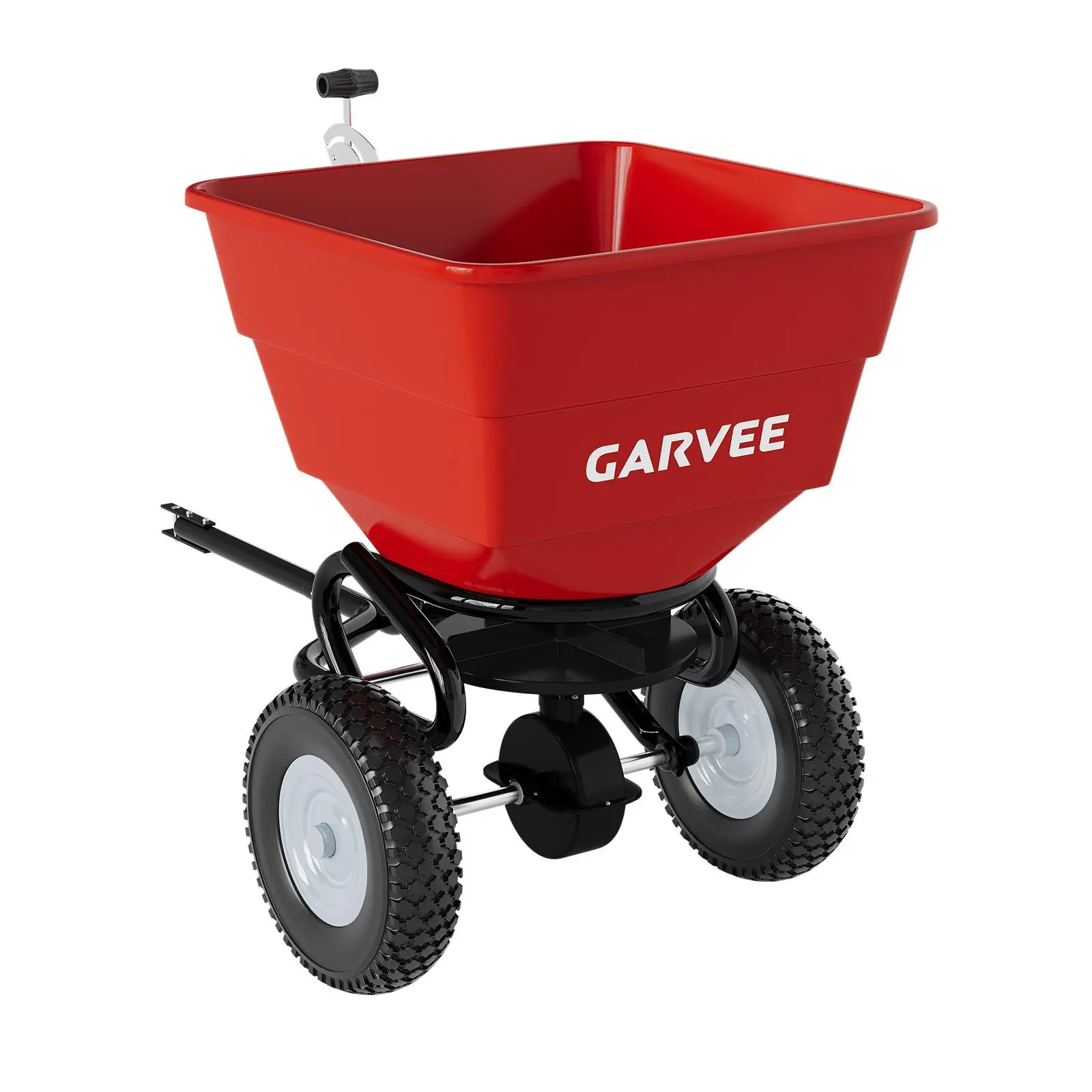 Garvee Heavy Duty Tow-Behind Broadcast Spreader – 130 lbs Capacity – Adjustable Current, 10" Tires, Multi-Purpose for Lawn & Garden, Fertilizer, Seed, Salt, Ice Melt – ATV/Tractor Compatible – Black Orange