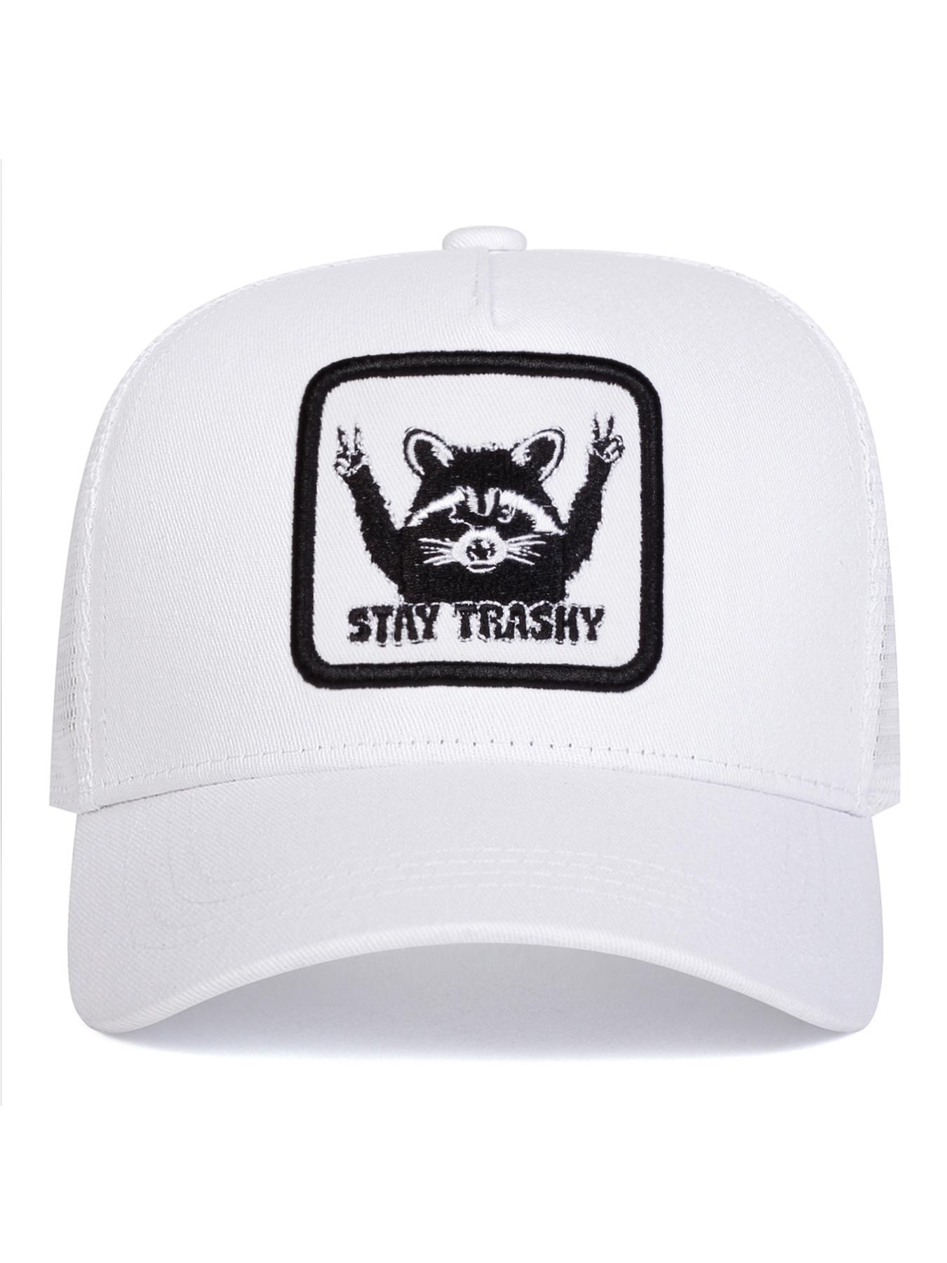 Unisex Stay Trashy Baseball Cap, Adjustable Geometric Pattern Sun Hat, Casual Fitted Outdoor Travel Beach Vacation Headwear, Adjustable Snapback Cap