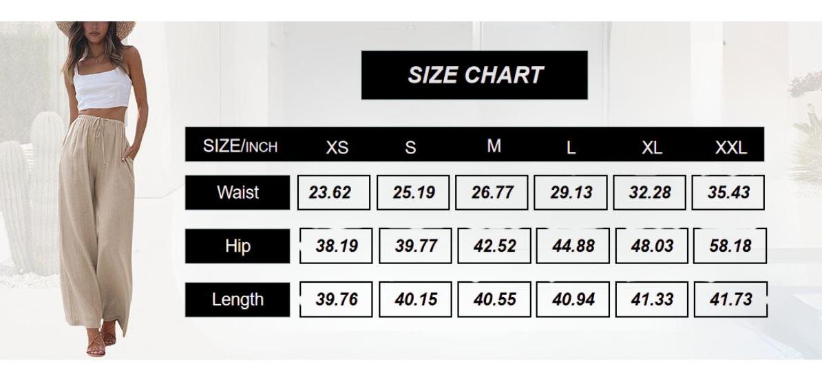 Molitree Women's Cotton Linen Summer Palazzo Pants Flowy Wide Leg Beach Trousers with Pockets Womenswear Bottom