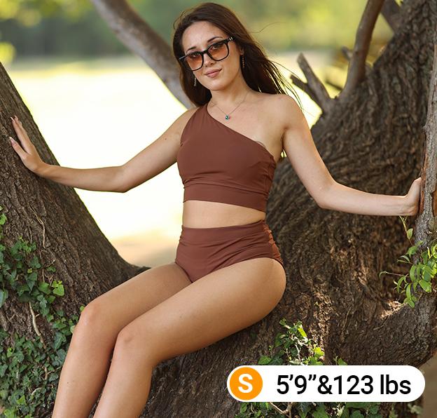 Holipick Women One Shoulder High Waisted Bikini Sets Two Piece Swimsuit Tummy Control Bathing Suit Full Coverage Swimwear  SwimWeek  summervibes