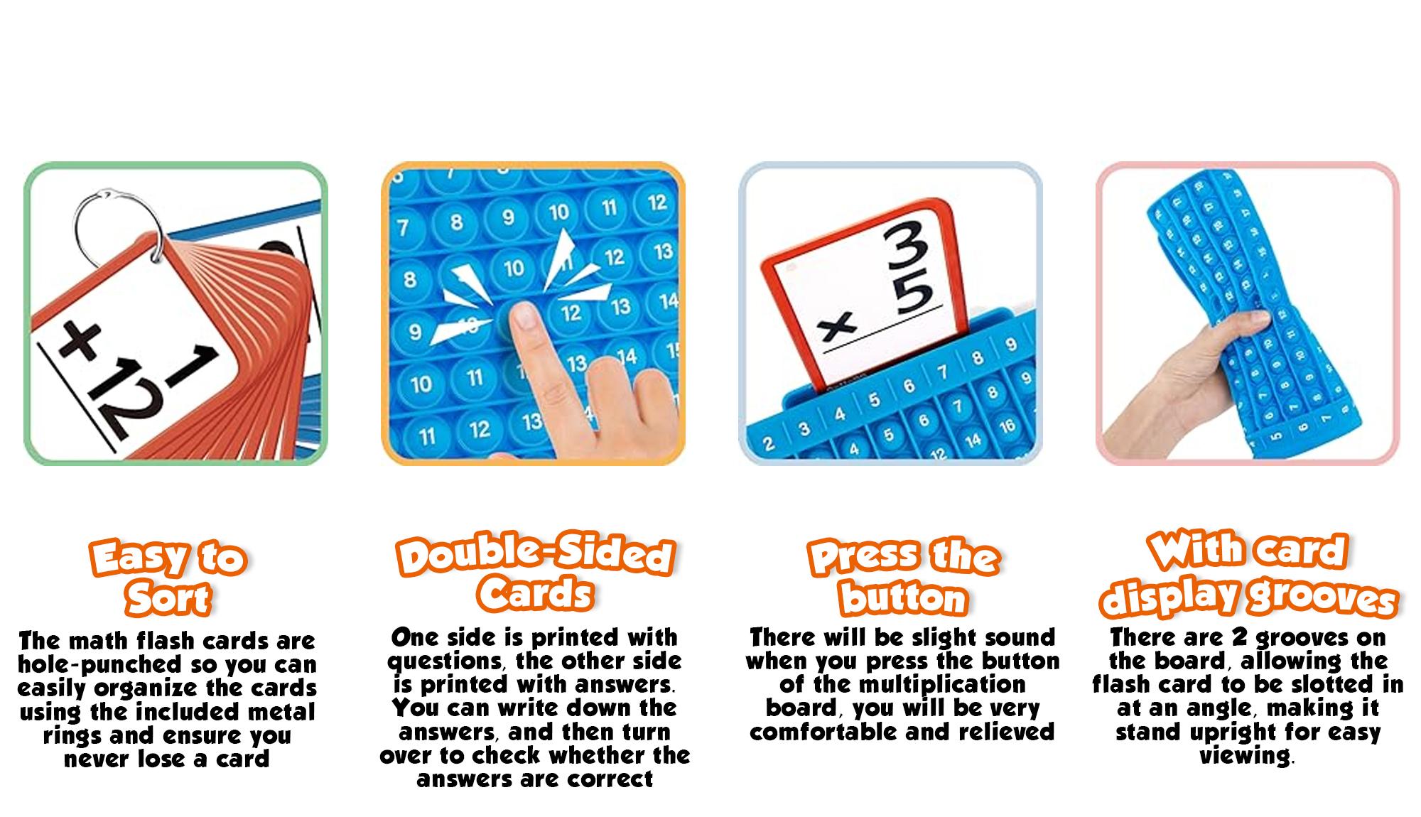 A complete math learning set featuring flashcards, math board, multiplication tables, POP educational charts, and addition & subtraction games. Perfect as math teaching aids and educational toys for children in grades 1–6.