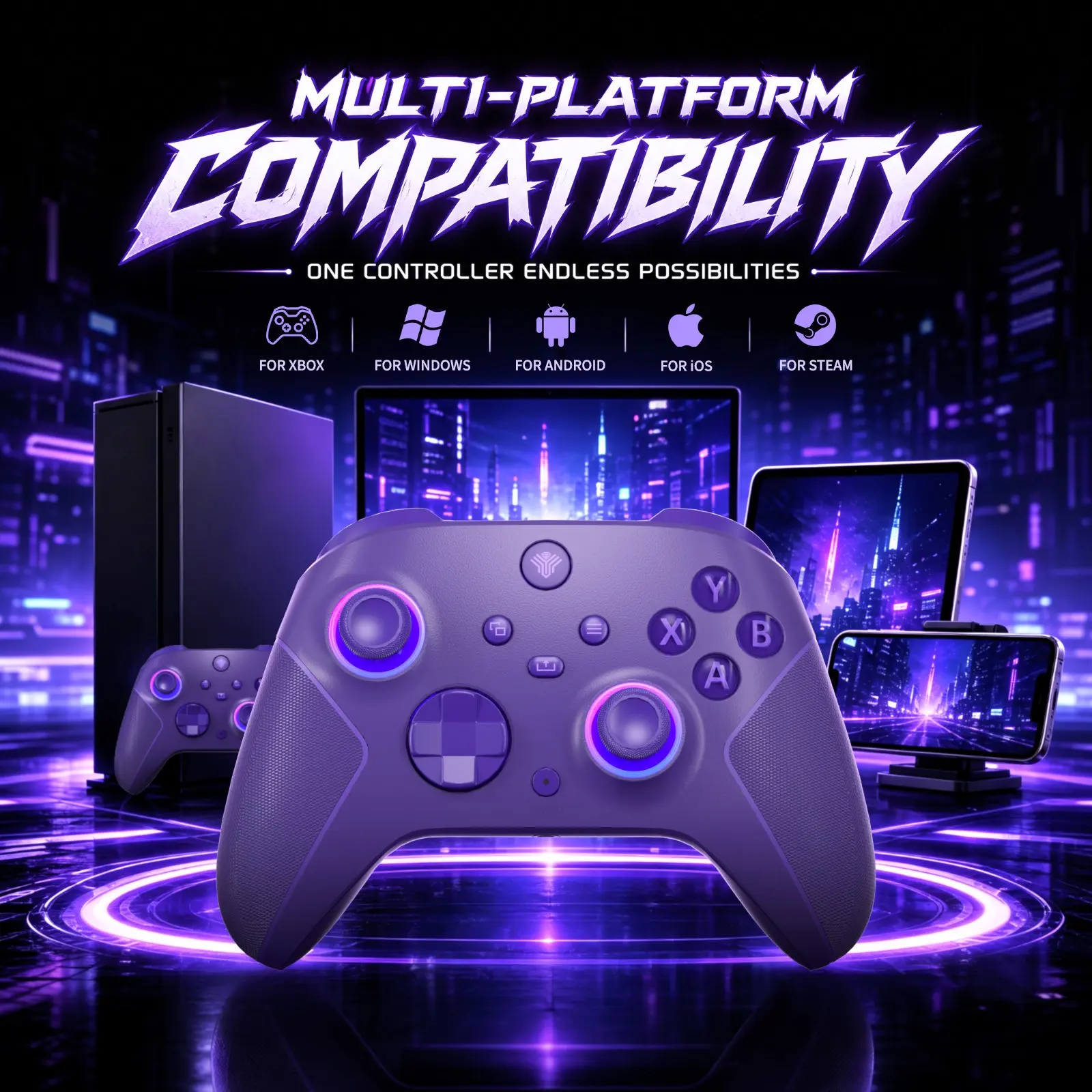 Wireless Hall Effect Controller for XboxSeries X|S & Steam PC – Hall Effect Joysticks, Turbo & Macro Programming, Dual-Stage Triggers, Dual Vibration, 7 RGB Lights, 3.5mm Audio, 1000mAh Battery, Console Gaming Accessories, Controller Gamepad