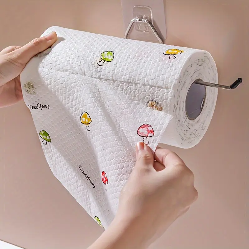 Washable Kitchen Paper Towels, Disposable Cleaning Paper Towels, Strong Absorbency, Non-Stick Oil, Roll Pack, Random Patterns, Ideal for Kitchen, Car, Living Room, Bathroom, Bedroom, Cleaning Supplies