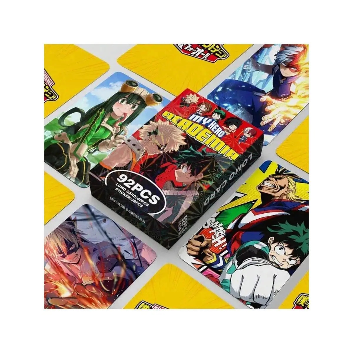 My Hero Academia​ 60pcs card 32pcs sticker Hero Academia Boxed HD Photo Card LOMO Card Anime Peripheral Card Gifts