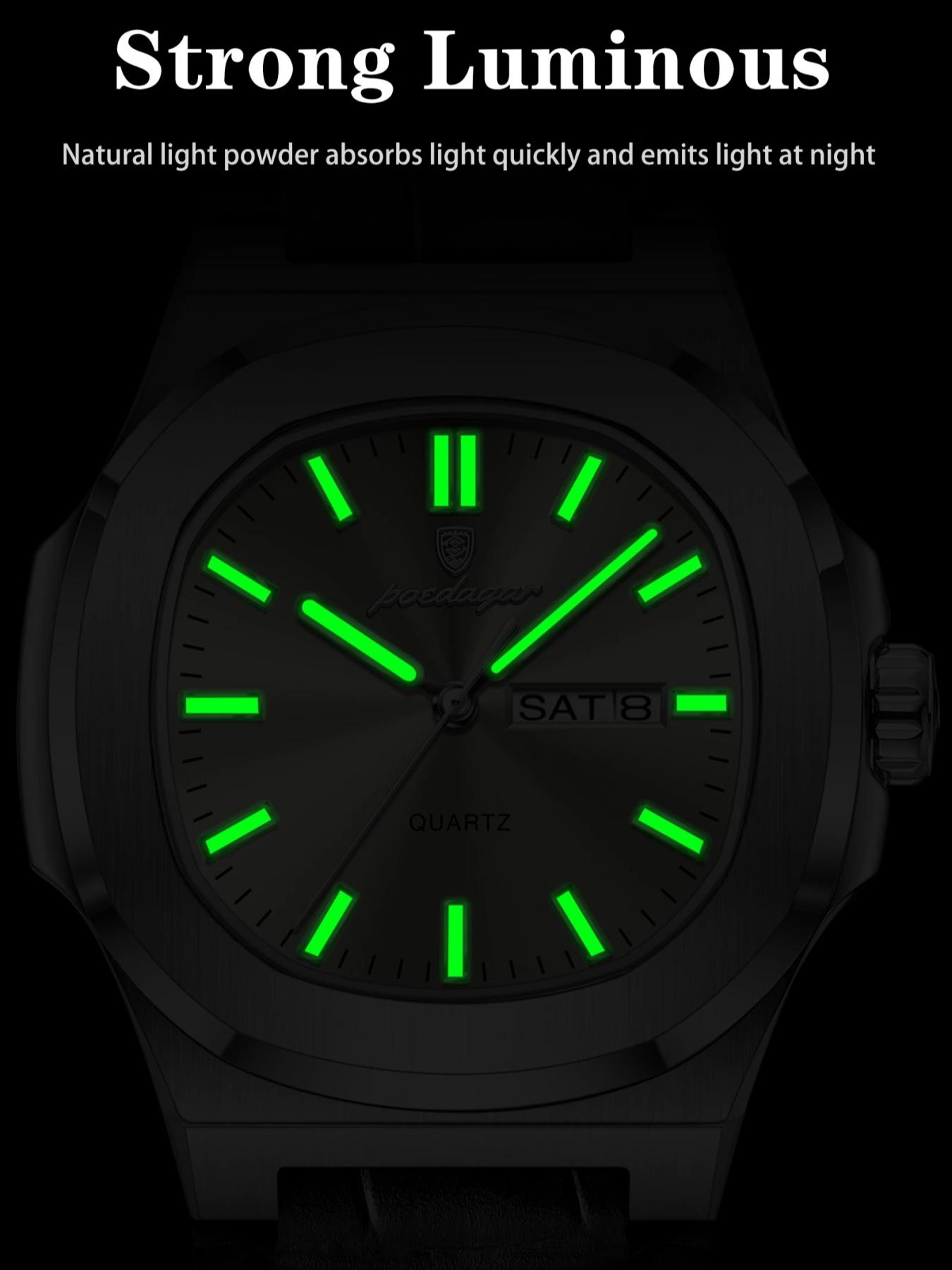 Men's Waterproof Design Quartz Wristwatch with Date and Day Display, Casual Analog Watch with PU Leather Band, Perfect Gift for Him, Sporty Style Timepiece Men's Waterproof Design Quartz Wristwatch with Date and Day Display, Casual Analog Watch with PU Leather Band, Perfect Gift for Him, Sporty Style Timepiece