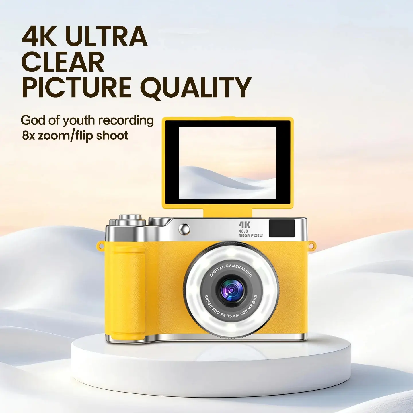 2026 New Retro Point & Shoot Camera, 2.4-Inch HD Screen, 180-Degree Flip, 48MP CMOS, 1080p Video, Beginner Student Vlogging Christmas Gift
