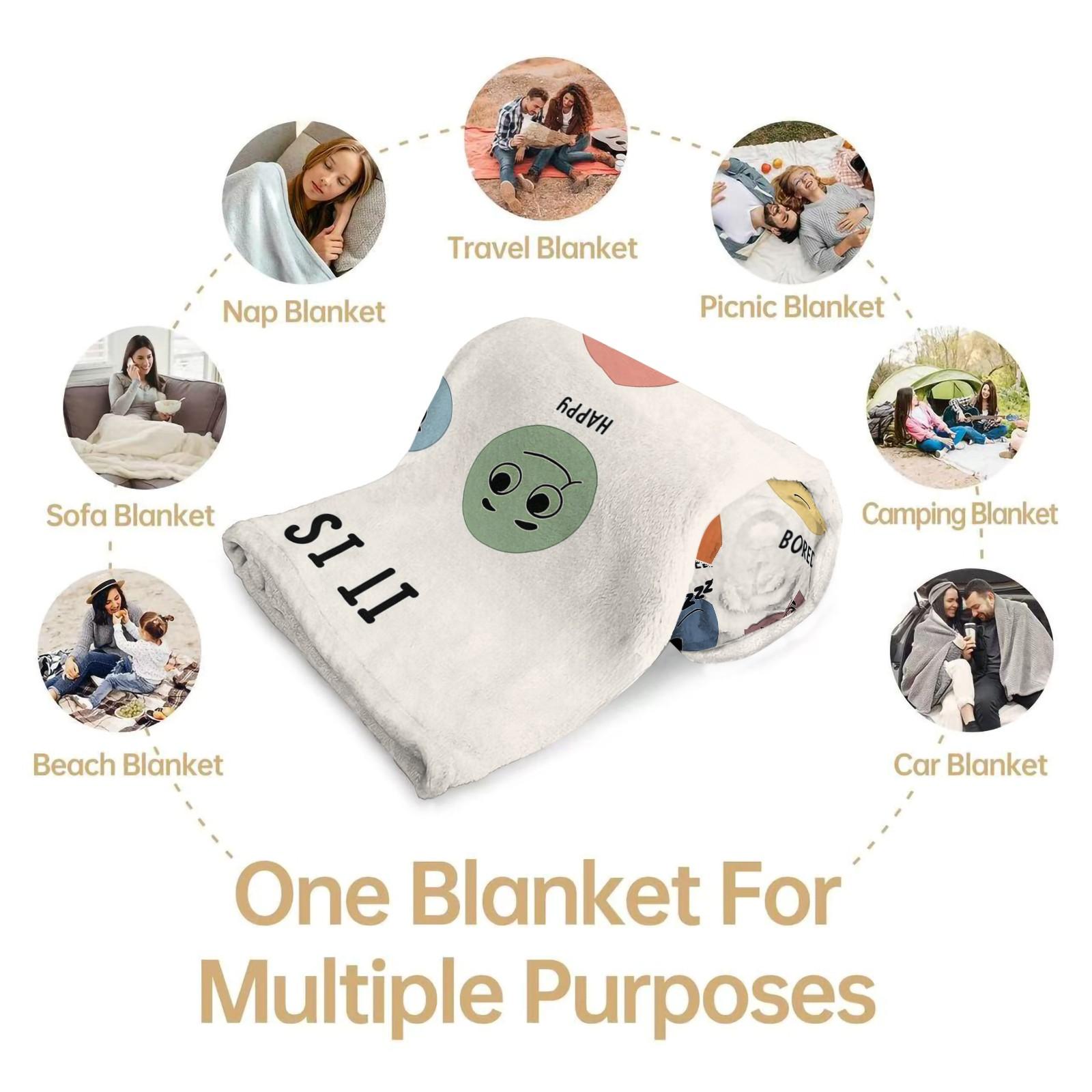 It Is Okay to Feel Emotion Chart Throw Blanket, Soft Fluffy Mental Health Awareness Blanket, Cozy Lightweight Fleece Blanket for Couch Bed Office, All Seasons, Ideal Gift for Teens Adults Anxiety Relief & Self Care