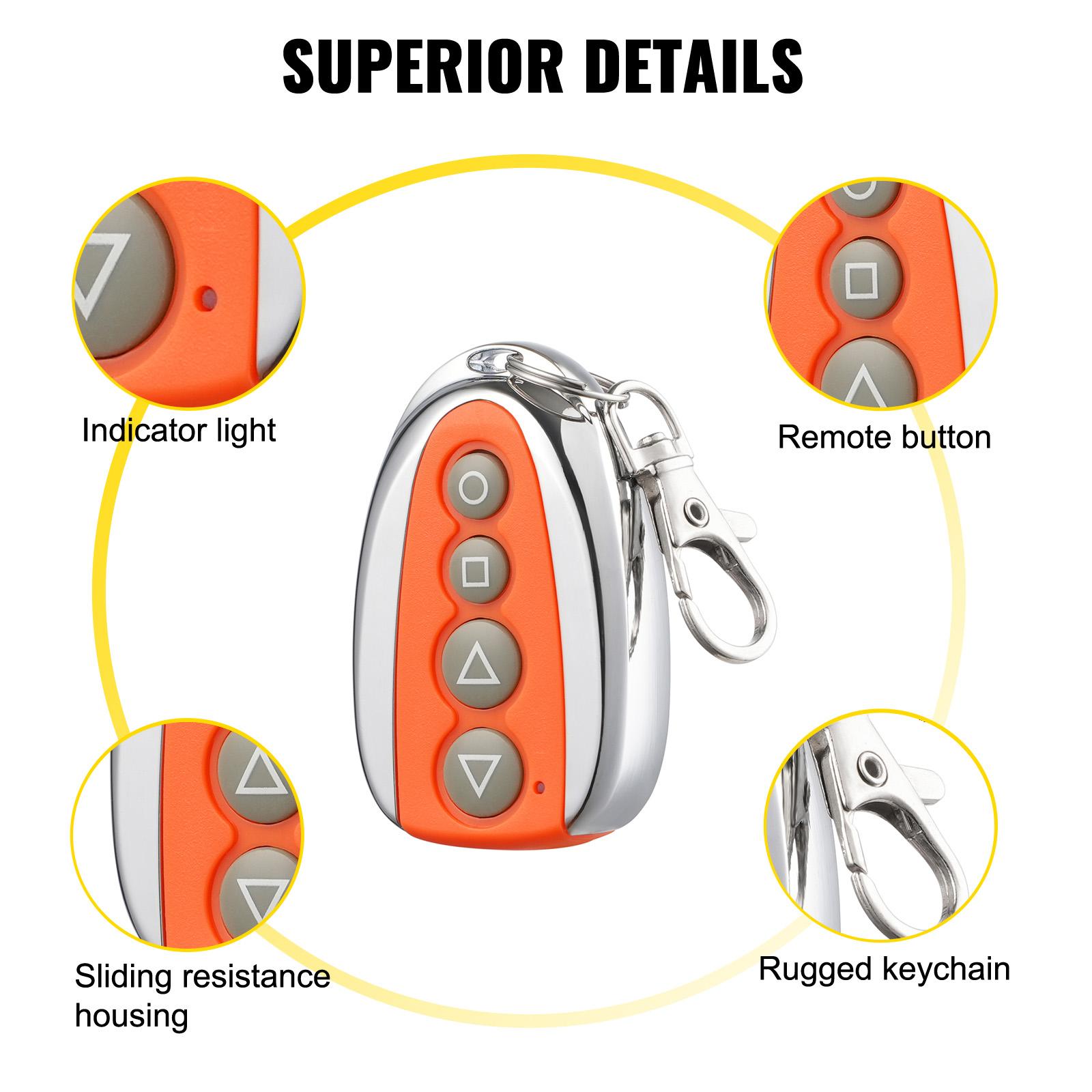 VEVOR Sliding Gate Opener Remote, 131 ft Range, 4-Button Automatic Gate Opener Remote, Remotes for Garage Door Openers, Multi-Code Electric Rolling Driveway-Gate Closer Smart Key Security Kit