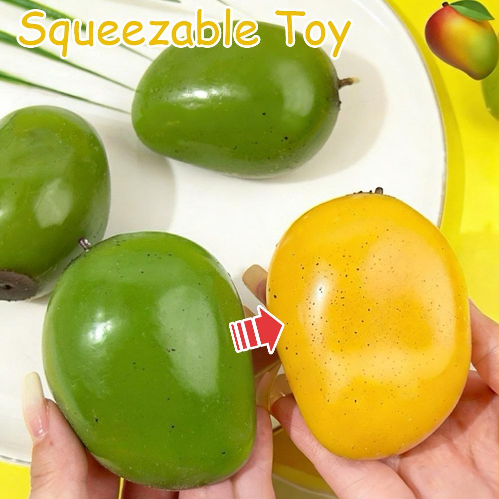 Mango Squishy Slow Rising Crystal Mud Home Decor Party Favors, Strawberry Fruit Squishies Sensory Fidget Toys for Adults & Kids