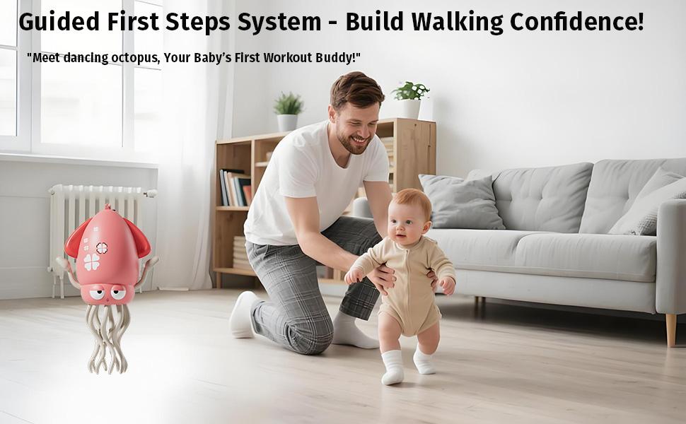 Baby Stocking Stuffers 6-12 12-18 Months Boys Girls, Tummy Time Musical Dancing Squid Crawling Octopus Toy for 1 2 3 4 5 Year Old Kid, Toddler Birthday Christmas Gifts for Grandkids