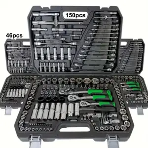 46-Piece Car Repair Tool Set, Multi-Functional Socket Wrench Ratchet Kit, Durable Metal Toolbox with Storage Box, DIY Auto Maintenance Tools