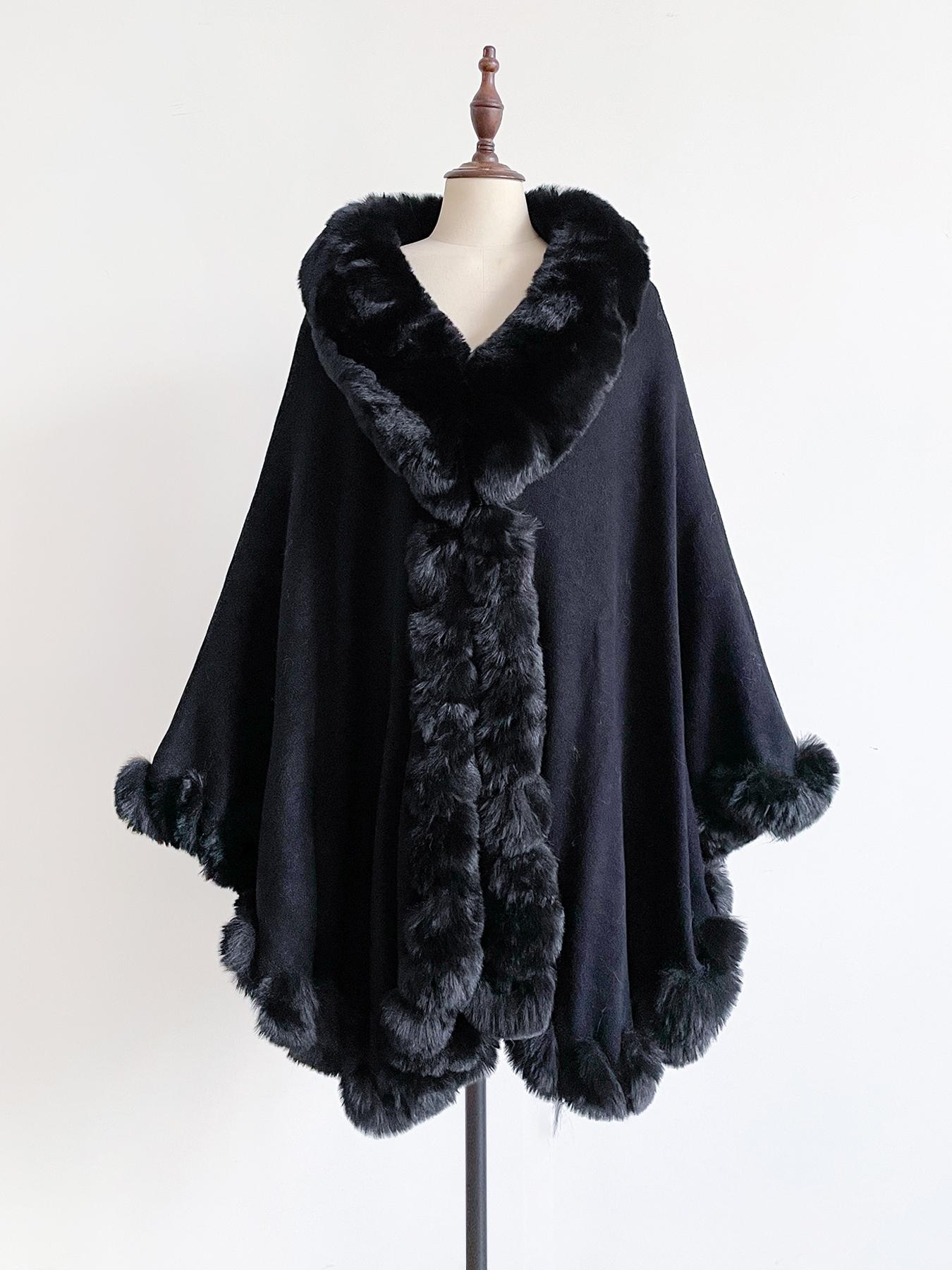 Luxurious Warm Plush Cape for Winter, Gradient Color Casual Fashion Accessory, Elegant Addition for Cold Weather, Fluffy Soft Scarf