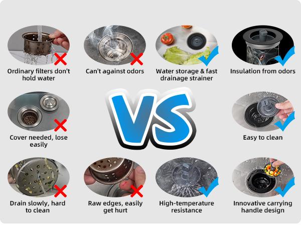 Hibbent Upgraded Stainless Steel Kitchen Sink Drain Strainer Stopper Kits, 3-in-1 Pop Up Sink Stopper, Clog-Free Basket Sink Strainer, Food Catcher for Standard 3-1/2 Inch Kitchen Sinks, food catcher