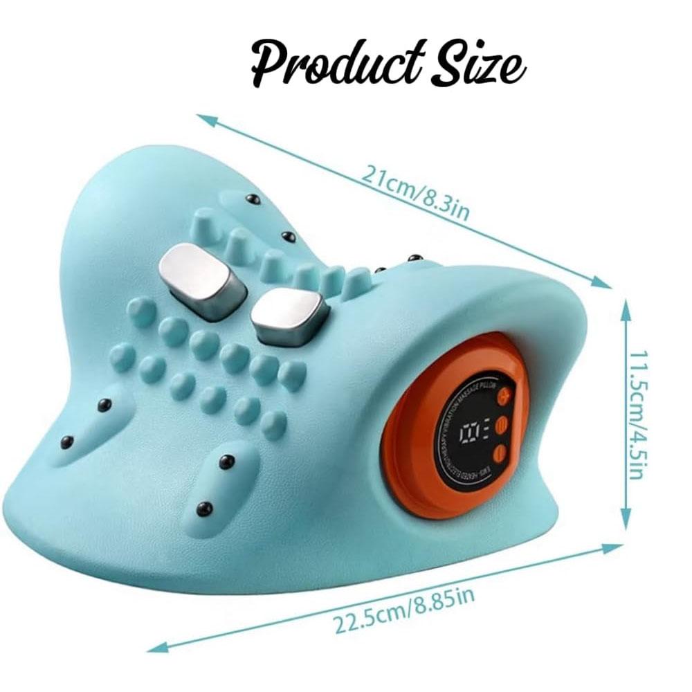 Electric cervical traction massager, neck massager, EMS relaxation and heating kneading massage pillow, ergonomic headrest, for adult neck repair traction, electric neck and head acupoint massage, home relaxation tools, USB charging