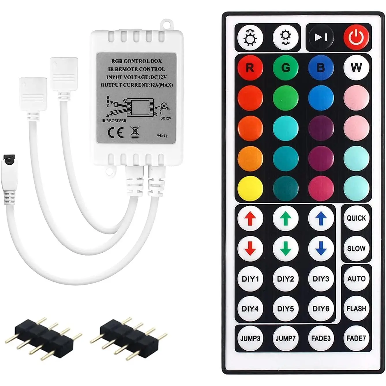 Outputs 44  IR Remote Controller 4 Pin 2 Ports RGB Control Box RGB LED Strip Light Controller with WirelessReceiver for RGB 5050 3528 LED Strip Lights