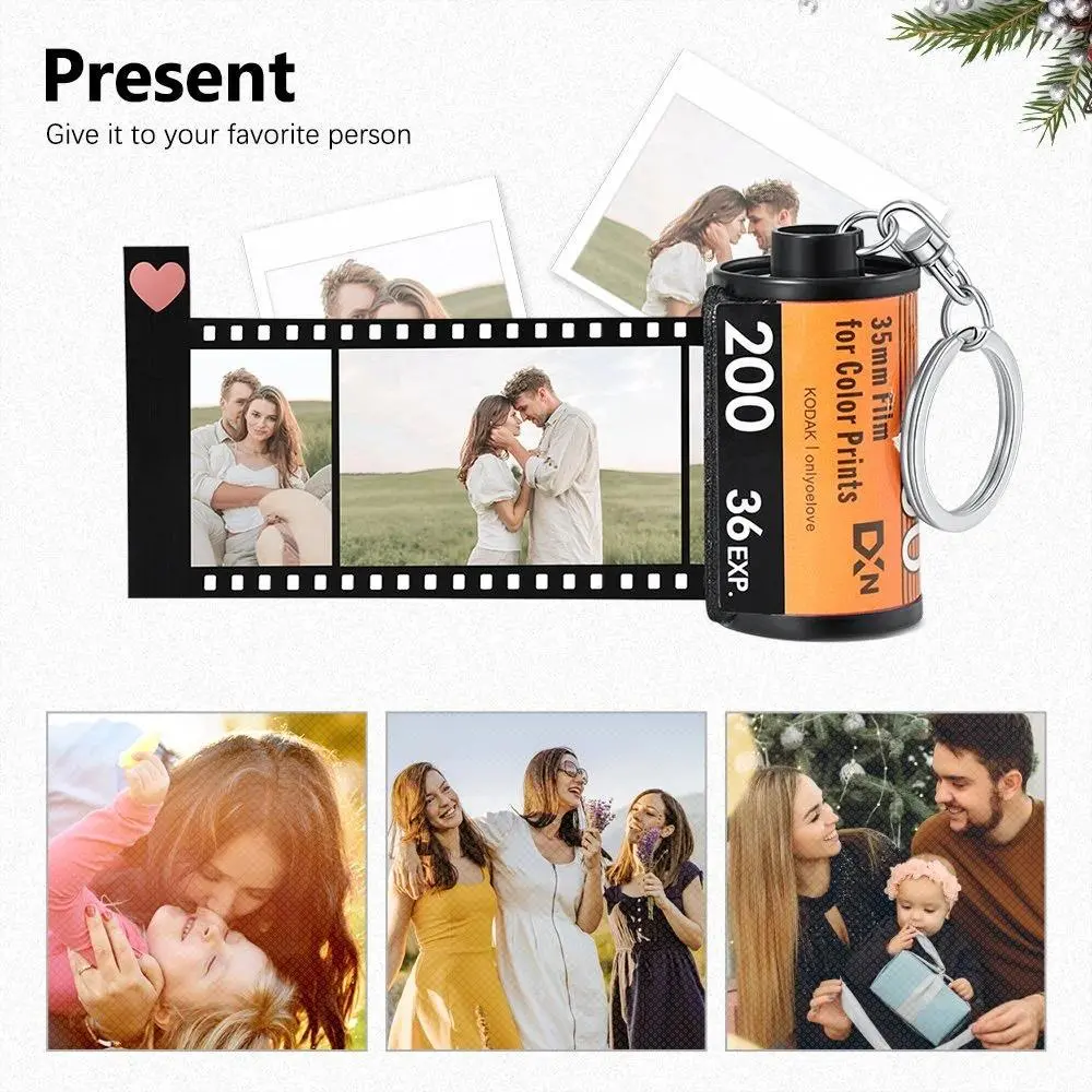 10pcs DIY Photo Film Roll Keychains, Custom Album Cover Keyrings, Memorial Gift for Lovers, Fashion Jewelry Christmas Present, Christmas Days