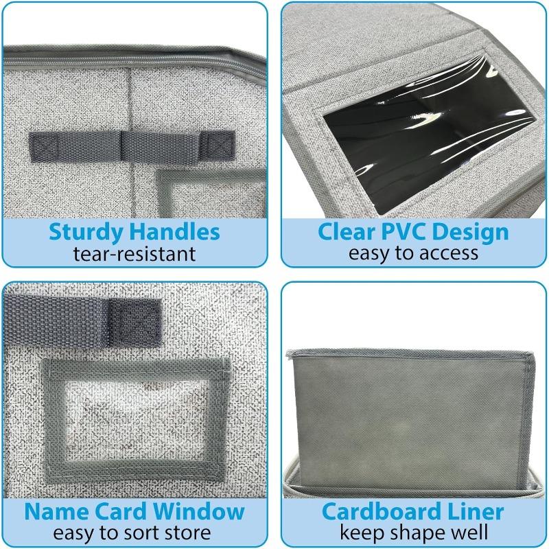 Portable Foldable Baseball Cap Storage Box with Zippered Transparent Window – Stackable, Space Saving Storage & Dustproof Hat Organizer for Home and Travel