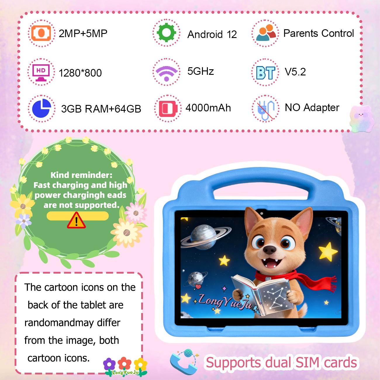 TikTok Shop Spring New Arrivals 10.1 Inch Android Touchscreen Tablet with Dual Cameras, Shockproof & Dustproof Case, IWAWA Parental Control Learning App, Lightweight Design, Internet Ready for Family Use, Learning Entertainment, Student Tablets
