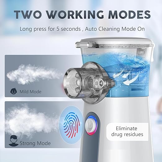 Portable Nebulizer Machine for Adults Kids(4Colors), USB-C Rechargeable Handheld Nebulizer for Breathing Treatment, 3 Adjustable Modes, Efficiency&Quiet, 3 Masks, Travel and Home Use