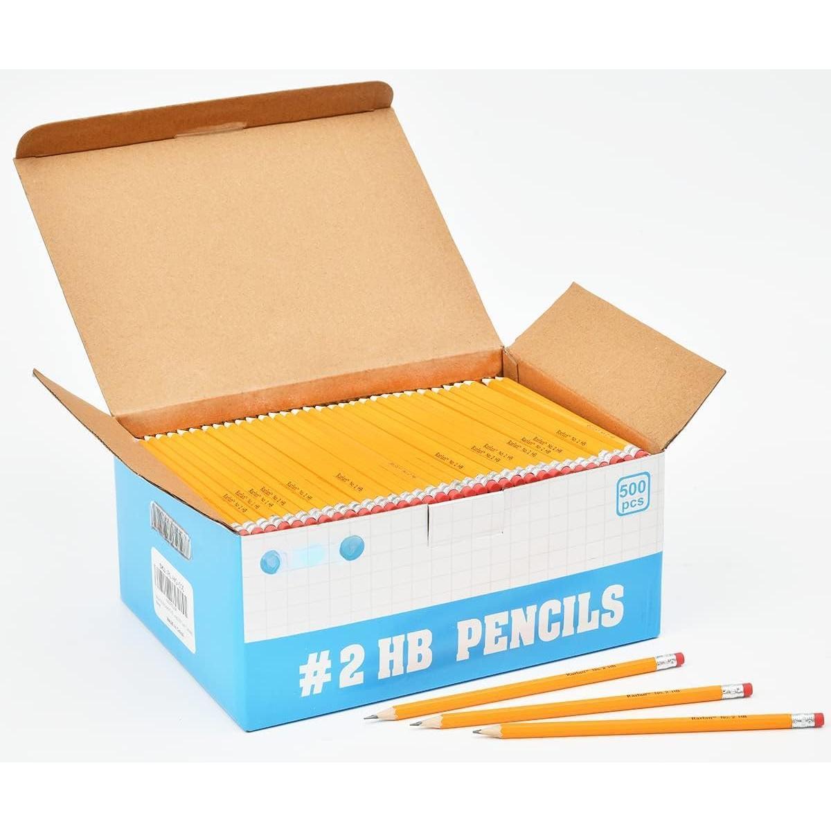 -Cased #2 HB Pencils, Pre-sharpened, 500 Count Bulk Pack