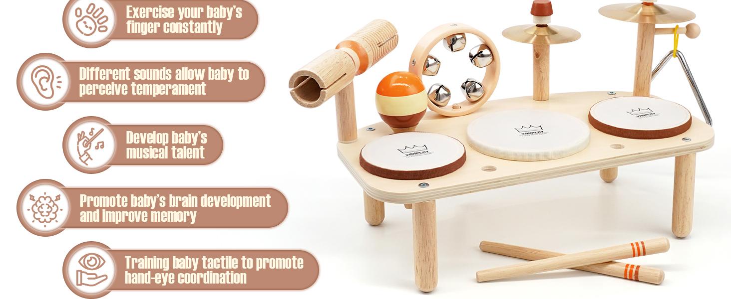 Joyreal Drum Set Toys for Kids, Wooden Musical Instruments Toys Set for Kids, Montessori Toys for Toddler, Christmas Birthday Presents,#SummerVibes Joyreal Drum Set Toys for Kids, Wooden Musical Instruments Toys Set for Kids, Montessori Toys for Toddler, Christmas Birthday Presents,#SummerVibes