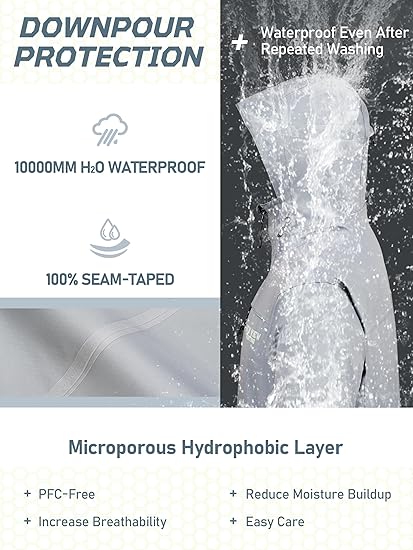 NEW VIEW Lightweight Rain Jackets for Men Waterproof with Hood, Hard Shell Stretch Rain Coat for Outdoor Travel