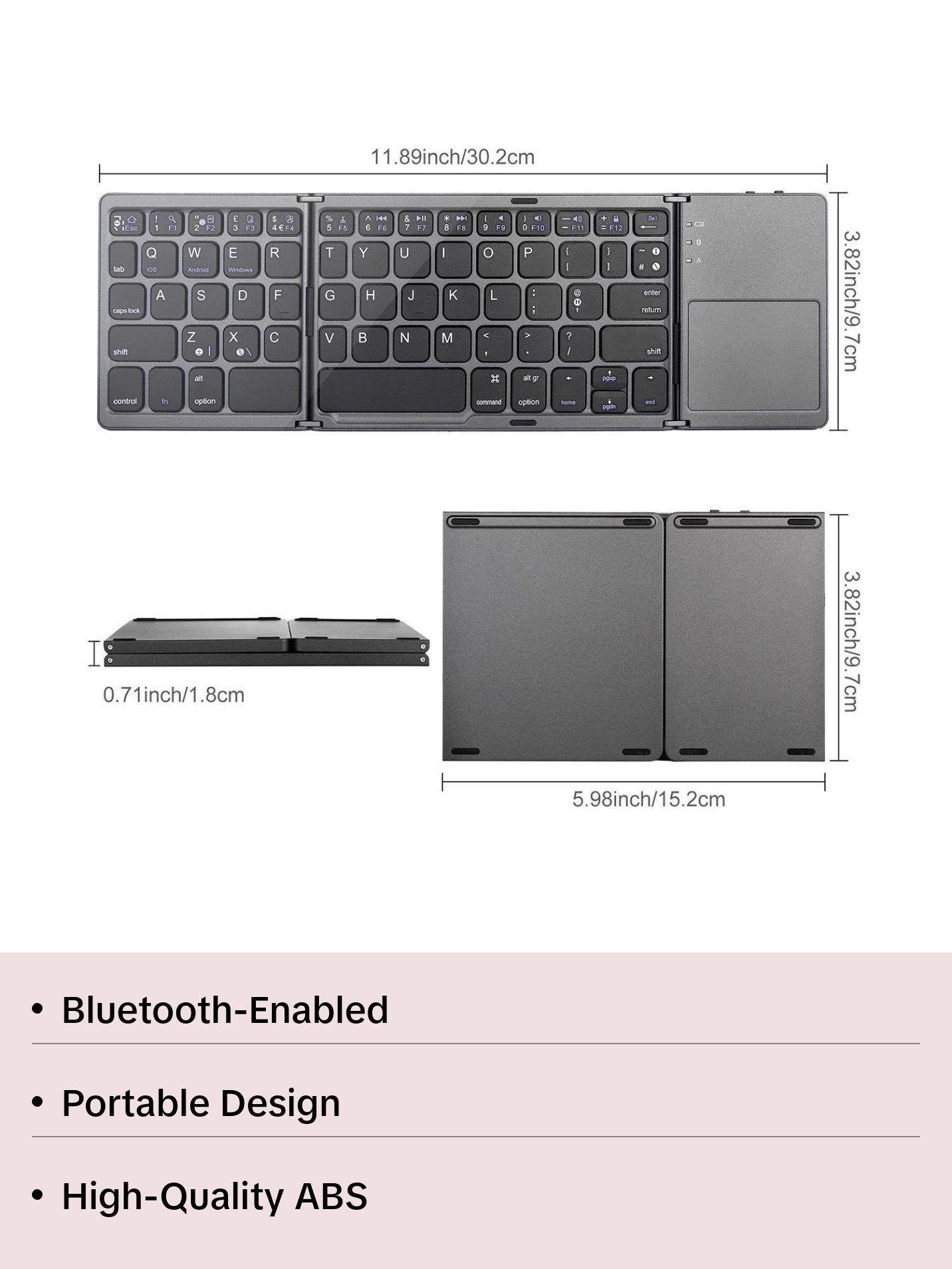 Ultra-Thin Wireless Mini Three-Fold BT-compatible Keyboard, Portable and Compact Design, Ideal for Travel and Daily Use, Easy Connectivity, Folding Wireless Keyboard