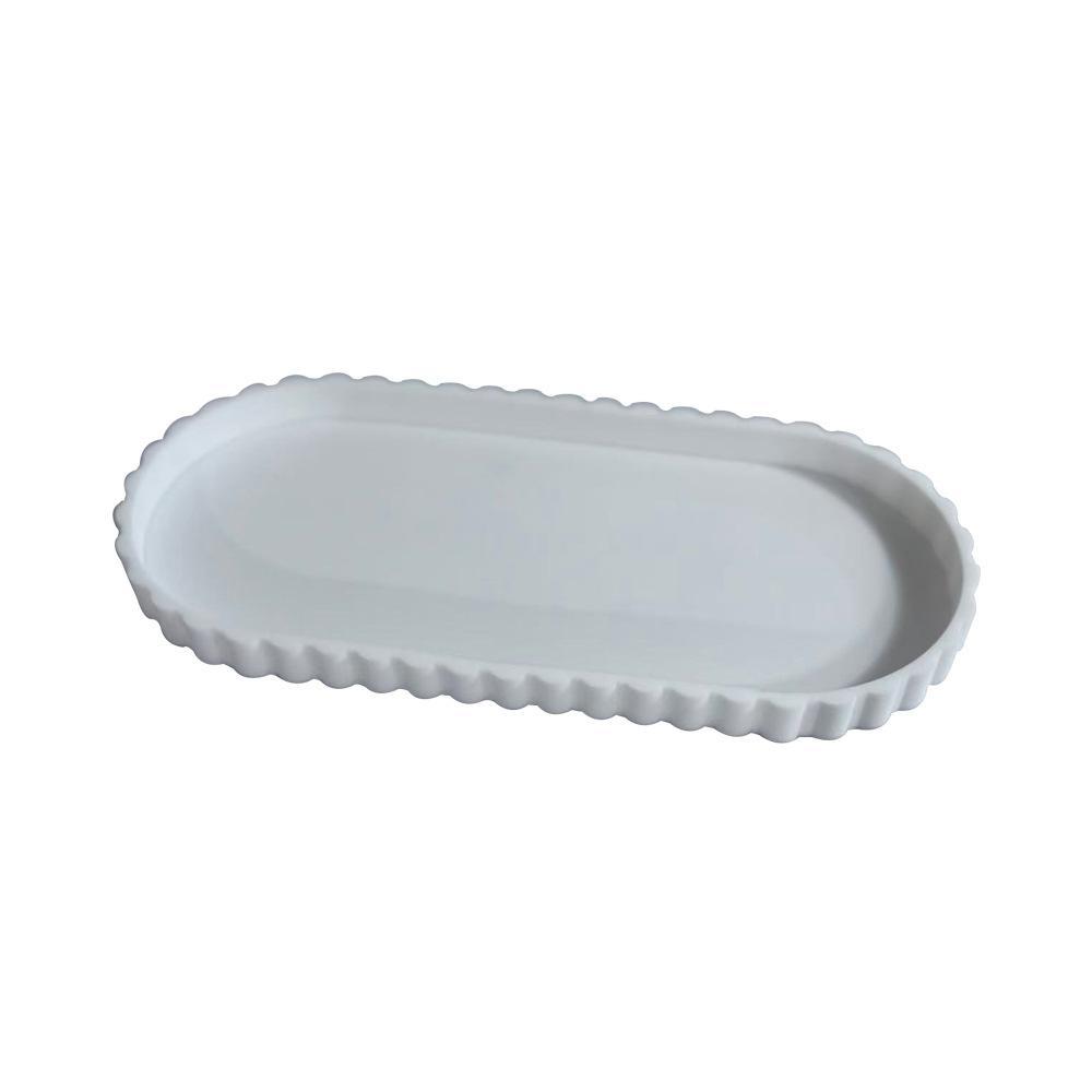 Modern Wavy Edge Smooth Decorative Tray, minimalist curved organizer tray for bathroom countertop, living room decor and kitchen storage, aesthetic home accessory for candles jewelry perfumes and tabletop organization