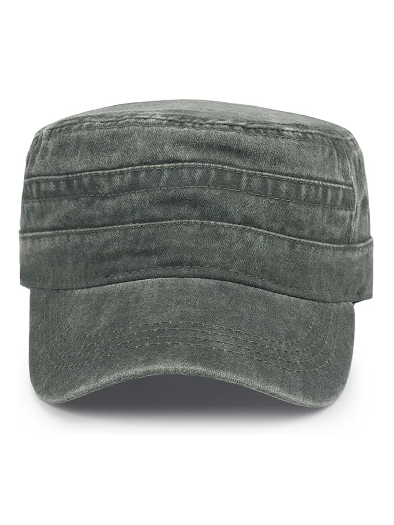 Washed Casual Cadet Cap Vintage Military Army Hat Mens Womens