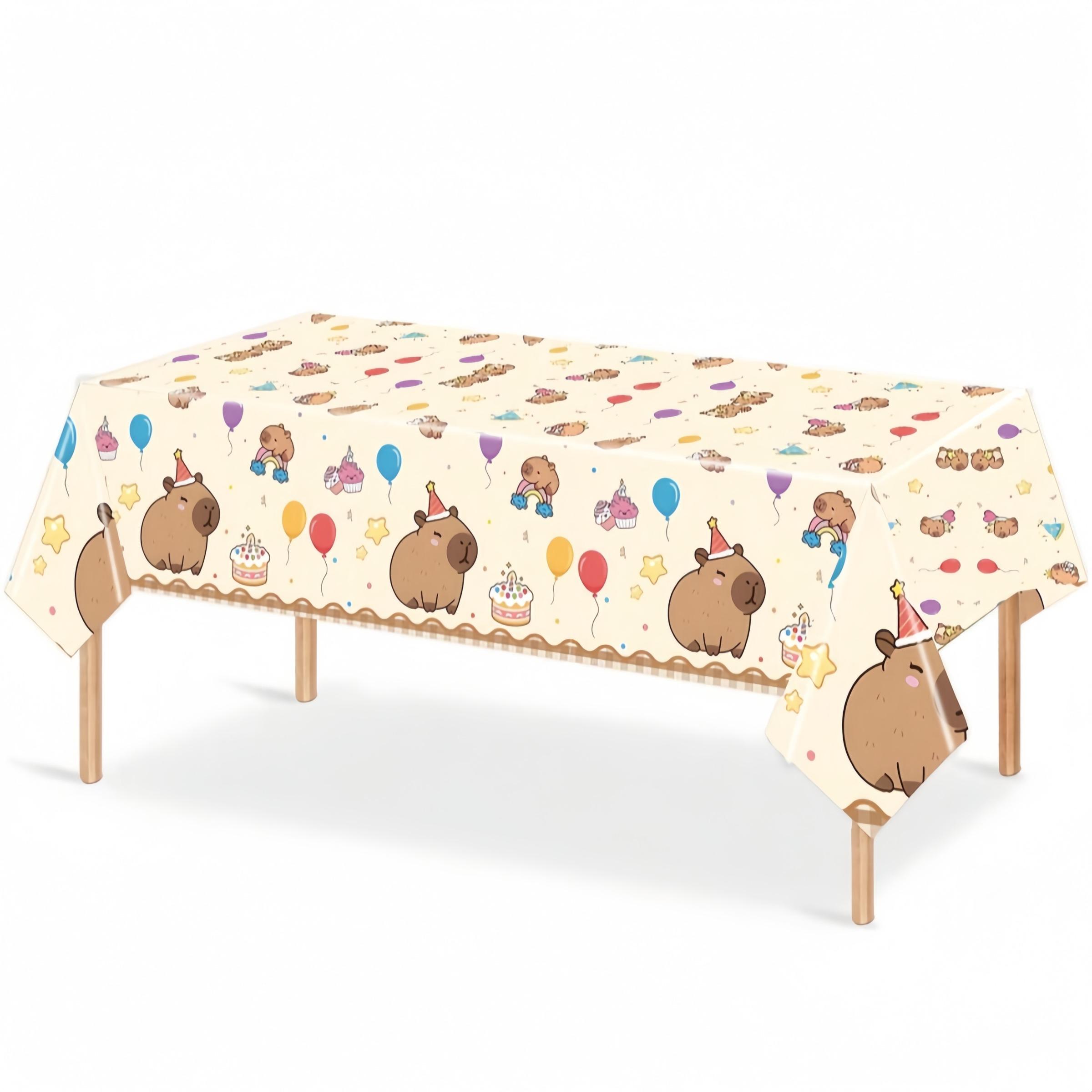 Kapybara Theme Rectangular Disposable Tablecloth, Outdoor Picnic Table Cover, Oil proof, Decorative Polyethylene, Suitable for Birthday Parties, Weddings, Camping and Catering, Baby showers, Christmas, Halloween
