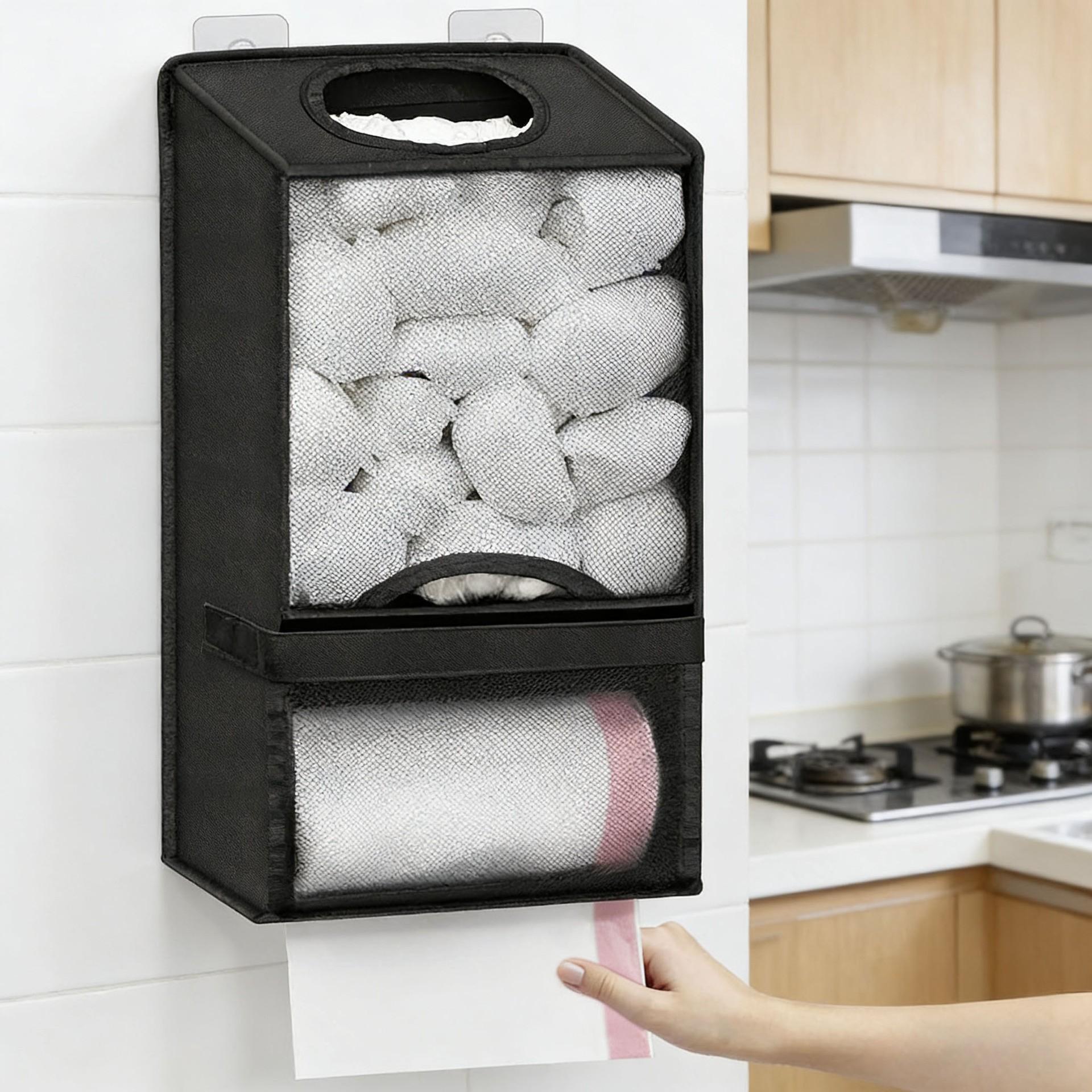 Large Plastic Bag Organizer Rack, Wall-Mounted Design, Oxford Fabric Material, Ideal for Kitchen/bathroom/laundry Room