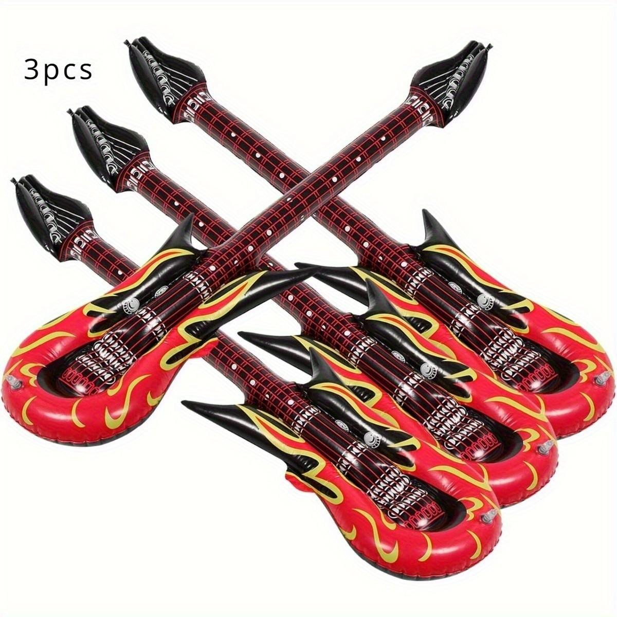 6 Piece Inflatable Rock Guitar Toy Set, Punk Flame Pattern, Lightweight Portable, Perfect for Birthday Parties, Bar Decorations, Kids Music Play