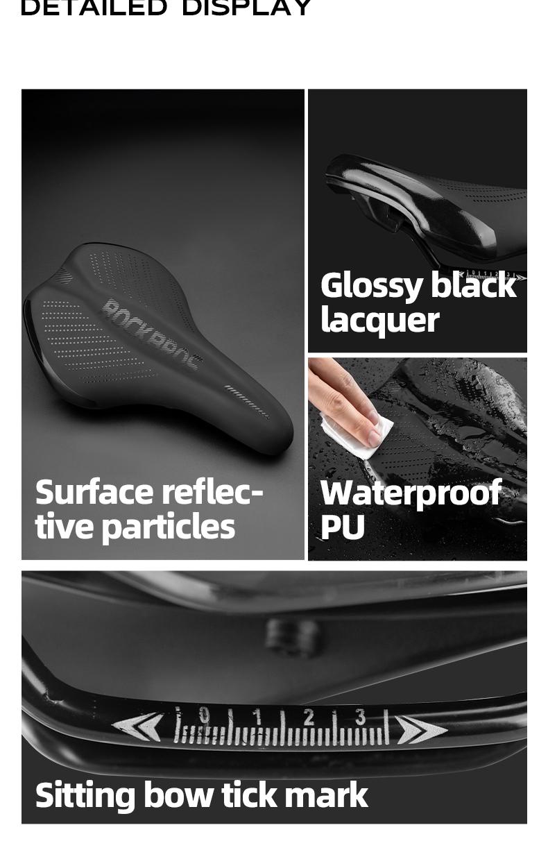 ROCKBROS Bike Saddle Waterproof Memory Shock-absorption Non-slip Bike Seat Comfortable Road Bike Cushion Bicycle Accessories