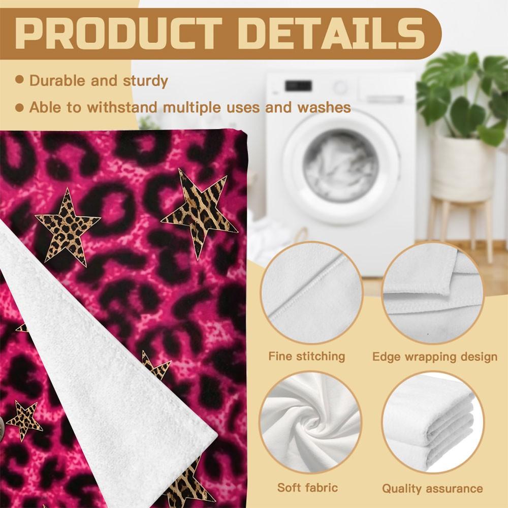 Pink Leopard Print Beach Towel Features A-Z Letter Prints. Made Of Microfiber, It'S Soft, Quick-Drying, and Suitable for Use On the Beach,In the Pool,While Traveling,Camping or At the Gym. It'S A Perfect Choice for Girls' Summer Outings or As A Gift.