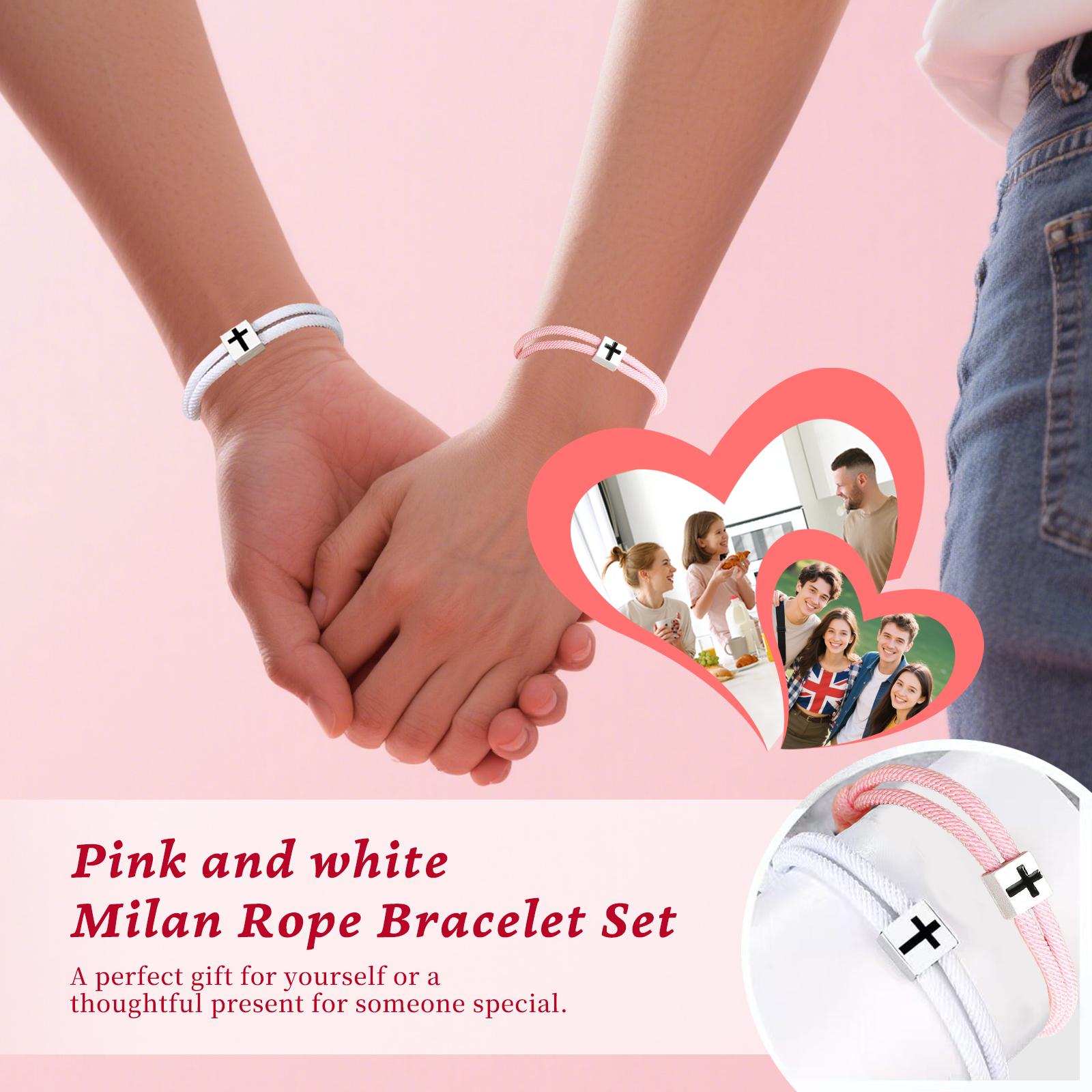 2pcs Adjustable Rope Cross Bracelet Braided Christian Bracelet for Men Women Teen Girls Fashion Jesus Bracelets Christian Baptism Gift