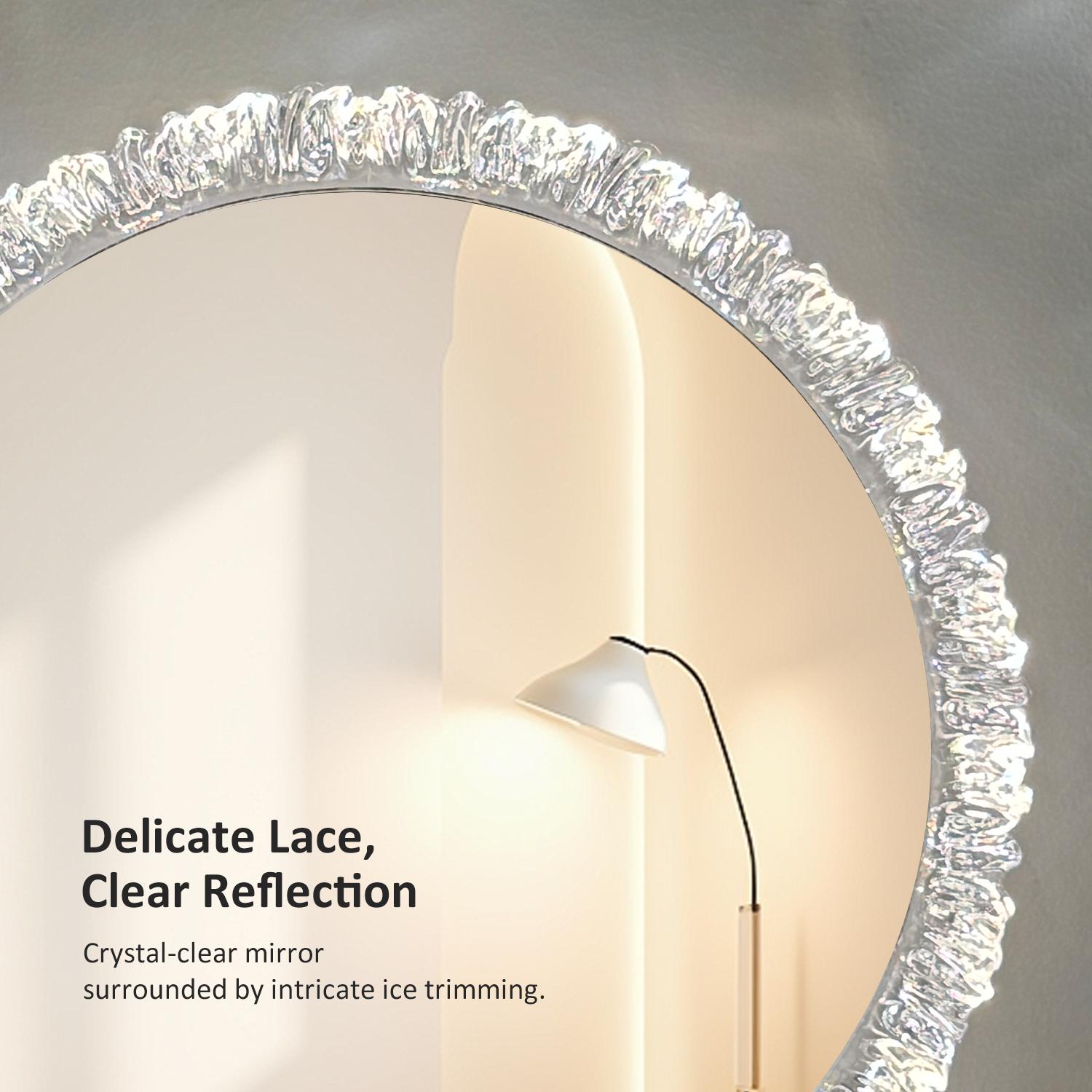 GALENTAL Elegant Iceberg Vanity Mirror with Light, Crystal LED Makeup Mirror with Dimmable 3 CCT, Touch Screen Control, Adjustable Desktop Makeup Mirror for Bathroom, Living Room, Bedroom, Best Gifts - HD Reflection