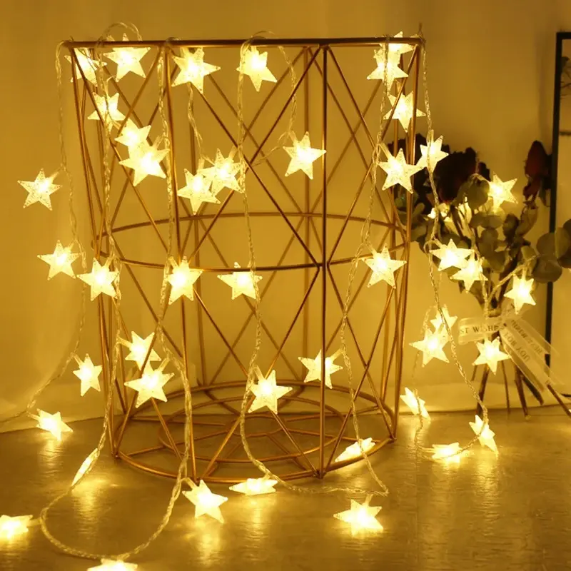 LED Star Fairy Lights Outdoor Chain Lights Garland Bulb String Lights Party Home Wedding Terrace Garden Christmas Decoration