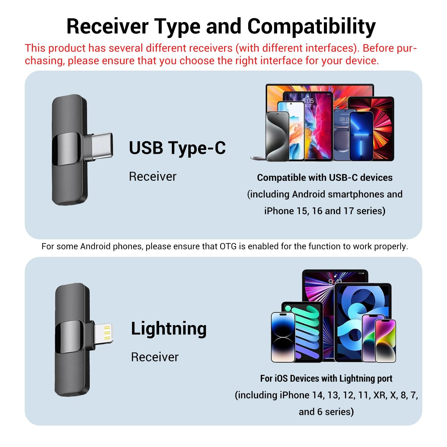 Professional Wireless Lavalier Microphone – Compatible with iPhone & Android, Plug-and-Play Lapel Mic, Usb Rechargeable Mic for Video Recording, Interviews, Podcasts, Vlogs, TikTok & Teaching | Omnidirectional Condenser