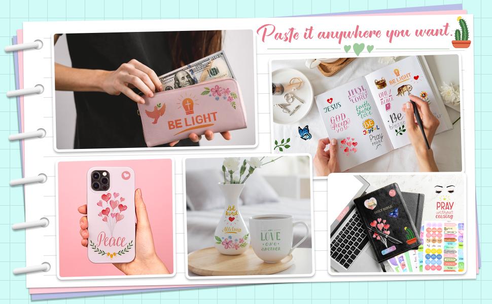 Christmas Gift Christian Stickers with Bible Verse Motivational Quotes Stickers Inspirational Sticker Aesthetic Annotation Kit DIY Creative Planner Stickers Motivation Scripture Sticker Scrapbook Stickers for Journaling, Springtok Gift
