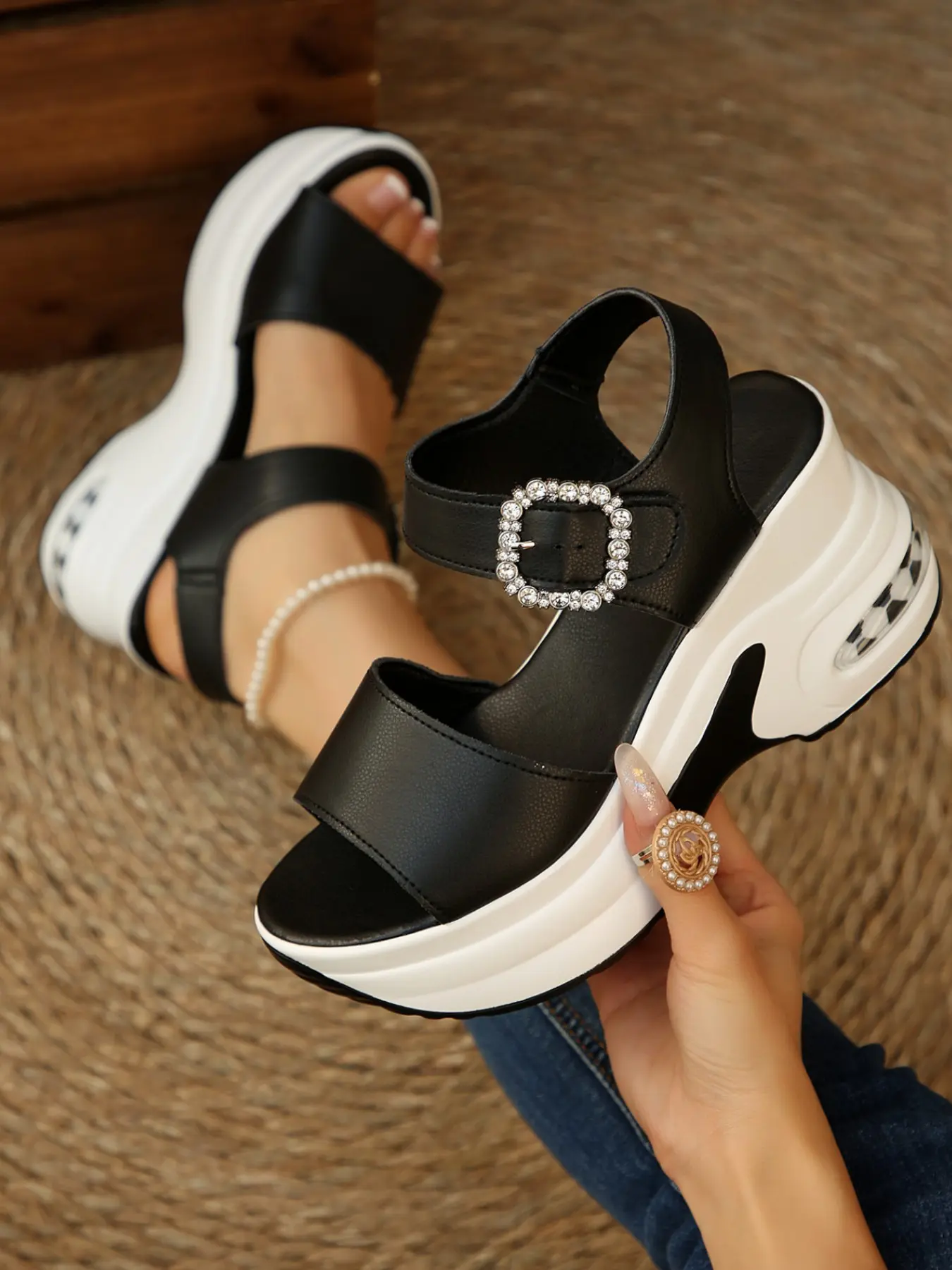 Women's Summer Outdoor Fashion Wedge Shoes, Beach & Daily Wear, Comfortable Sporty Sandals, Casual Comfy Sandals, Lightweight Design, chunky sole sandals, Casual Style, Casual Platform Sandals