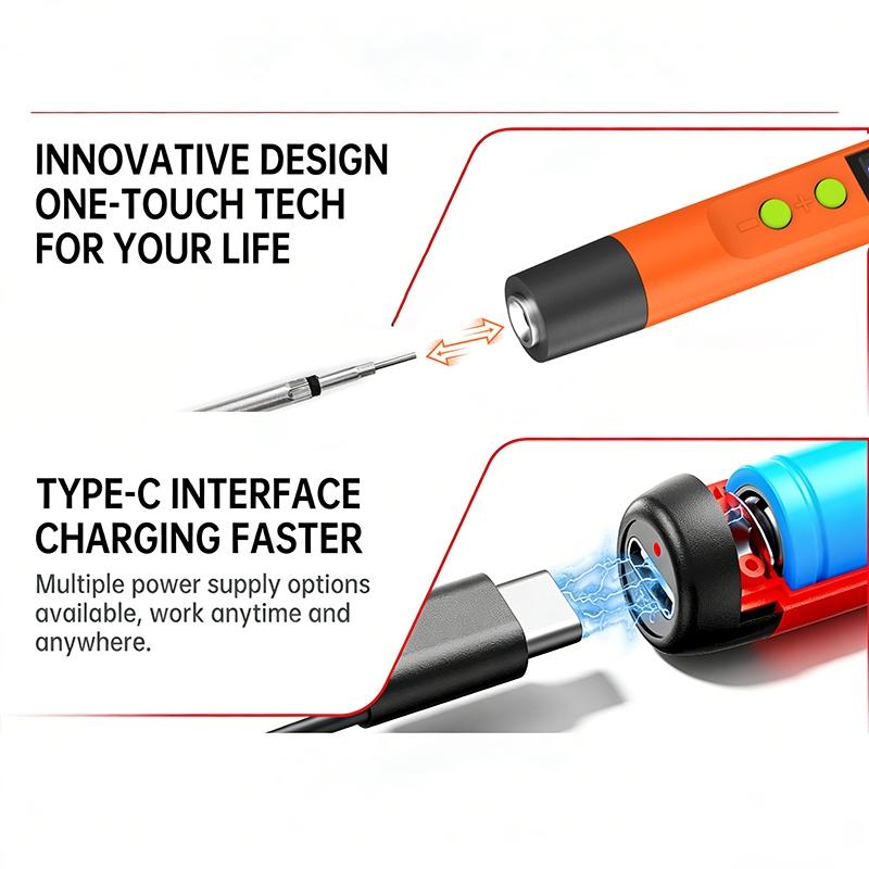 Wireless Fast Charging USB Soldering Iron Kit, 600mah Battery, Three Temperature Settings, Ideal for Home Appliance Repair and DIY Projects
