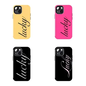 “Lucky” Cursive Text Phone Case Suitable for iPhone 17-11 Pro Max/Plus and  Samsung Galaxy S23-25
