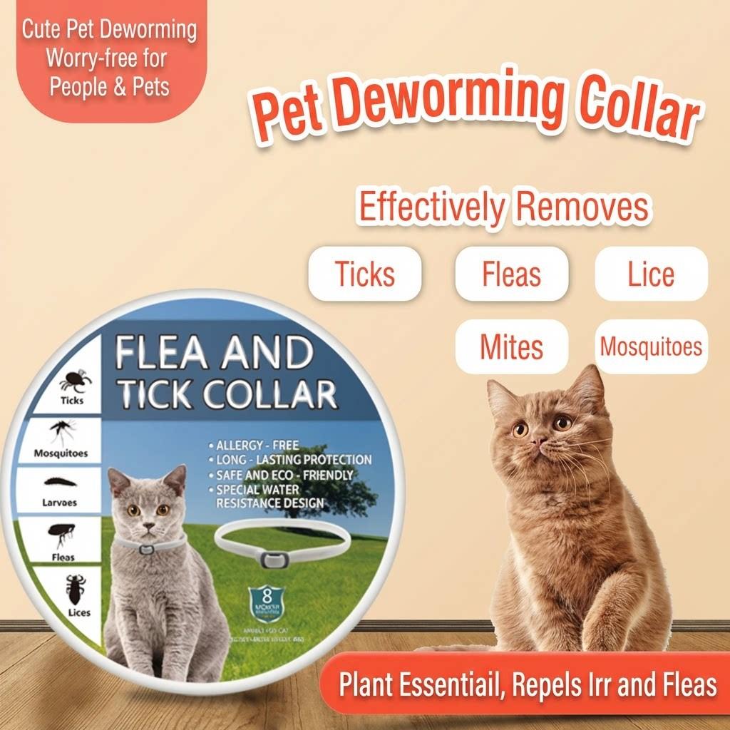 Pet Flea & Tick Collar, Mosquito Repellent for Cats & Dogs, Essential Oil Infused, Natural Pest Control, Comfortable Wear
